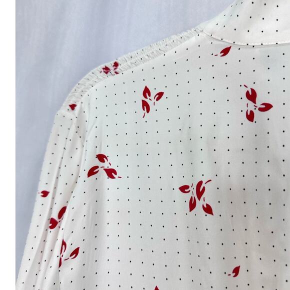 Equipment Allaire Long Sleeve Silk Wrap Dress White Red Printed Size 2 NWT - Picture 4 of 11